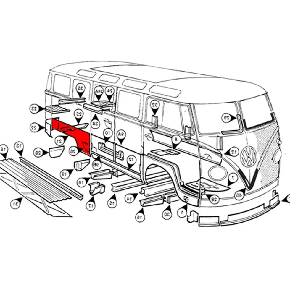 Aile arrière droite pour VOLKSWAGEN Combi Split Brazil (1957-1975)