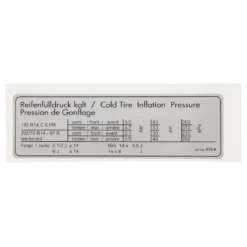 Autocollant de pression des pneus pour VOLKSWAGEN Transporter T25 (05/1979-07/1992) - Sauf syncro 16"