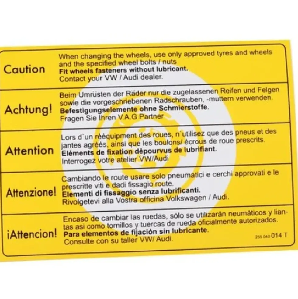 Autocollant d'information de changement de pneu pour VOLKSWAGEN Combi Split Brazil (1957-1975)