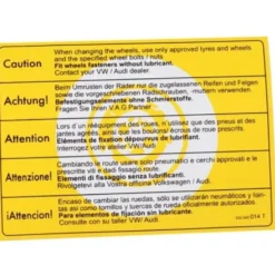 Autocollant d'information de changement de pneu pour VOLKSWAGEN Transporter T25 (05/1979-07/1992)