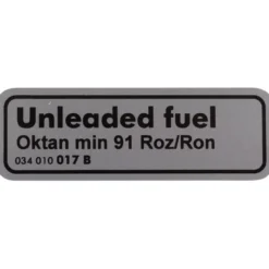 Autocollant d'information sans plomb octane 91 pour VOLKSWAGEN Transporter T25 (05/1979-07/1992)
