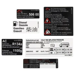 Autocollant d'informations pour VOLKSWAGEN Transporter T4 (1990-07/2003)