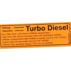 Autocollant d'information Turbo-Diesel pour VOLKSWAGEN Transporter T25 (05/1979-07/1992)