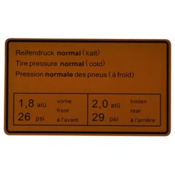 Autocollant indiquant la pression des pneus pour Porsche 911 de 1965 à 1972 et 914-4
