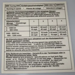 Autocollant sur pare-brise de recommandation de rodage moteur - Origine Bmw