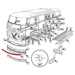 Baguette sur jupe avant extérieure pour VOLKSWAGEN Combi Split Brazil (1957-1975)