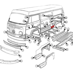 Bas d'aile arrière gauche pour VOLKSWAGEN Combi Split Brazil (1957-1975)