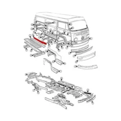 Bas de caisse droit intérieur avec glissière pour VOLKSWAGEN Combi Bay Window (1968-1979)
