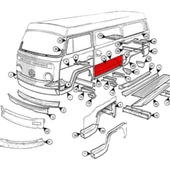 Bas extérieur de porte latérale pour Combi 68 ->79 - 24 cm