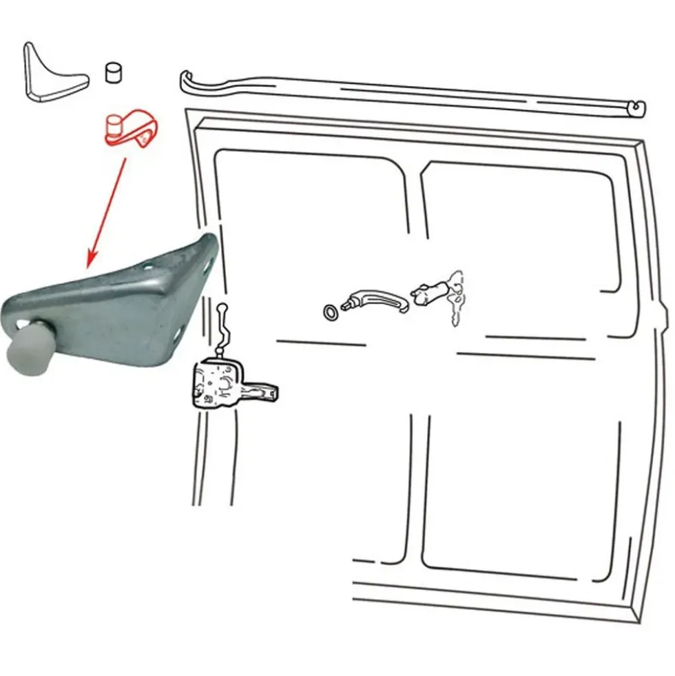 Bras supérieur de porte coulissante pour Combi VW Bay Window 68 ->79