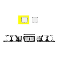 Cadre chromé gauche sur grille de calandre étroite largeur 37cm pour BMW Série 5 E34 Berline et Touring phase 1 (-03/1994) - côté conducteur