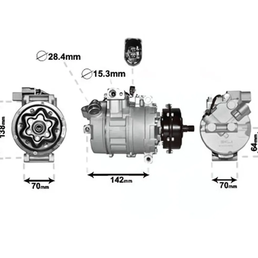 Compresseur de climatisation pour VW Transporter T5 de 2003 à 2010