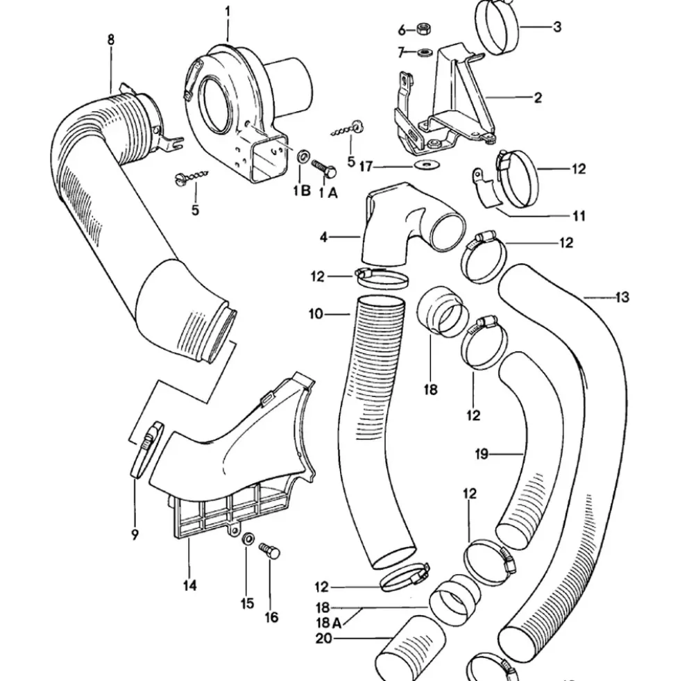 Conduit d'air chaud du moteur à la soufflerie pour Porsche 911 type G (1975-1979)