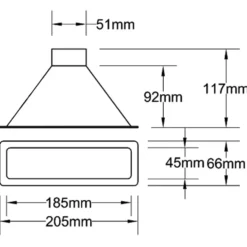 Écope d'air rectangulaire - 205 x 65 mm