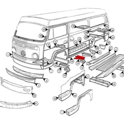 Cornière centrale gauche pour VOLKSWAGEN Combi Bay Window (1968-1979)