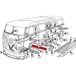 Cornière en "I" sous caisse centrale avant pour VOLKSWAGEN Combi Split Brazil (1957-1975)