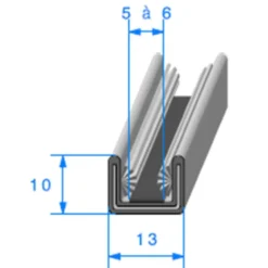 Coulisse de vitre feutrée - 13 x 10 mm