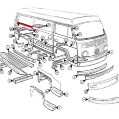 Couvre rail de porte coulissante coté droit pour VOLKSWAGEN Combi Bay Window (1968-1979)