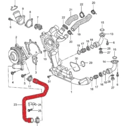 Durite d'eau de la pompe à eau au moteur pour Porsche 911 type 996 Turbo, GT2 et GT3 (2000-2005)