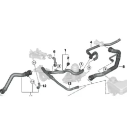 Durite d'eau supérieure entre radiateur et culasse pour BMW Série 5 E60 E60LCI E61 et E61 LCI 520d - moteur M47D20TU2