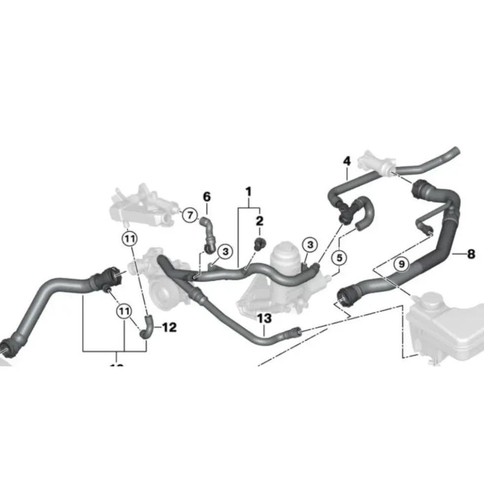 Durite d'eau supérieure entre radiateur et culasse pour BMW Série 5 E60 E60LCI E61 et E61 LCI 520d - moteur M47D20TU2