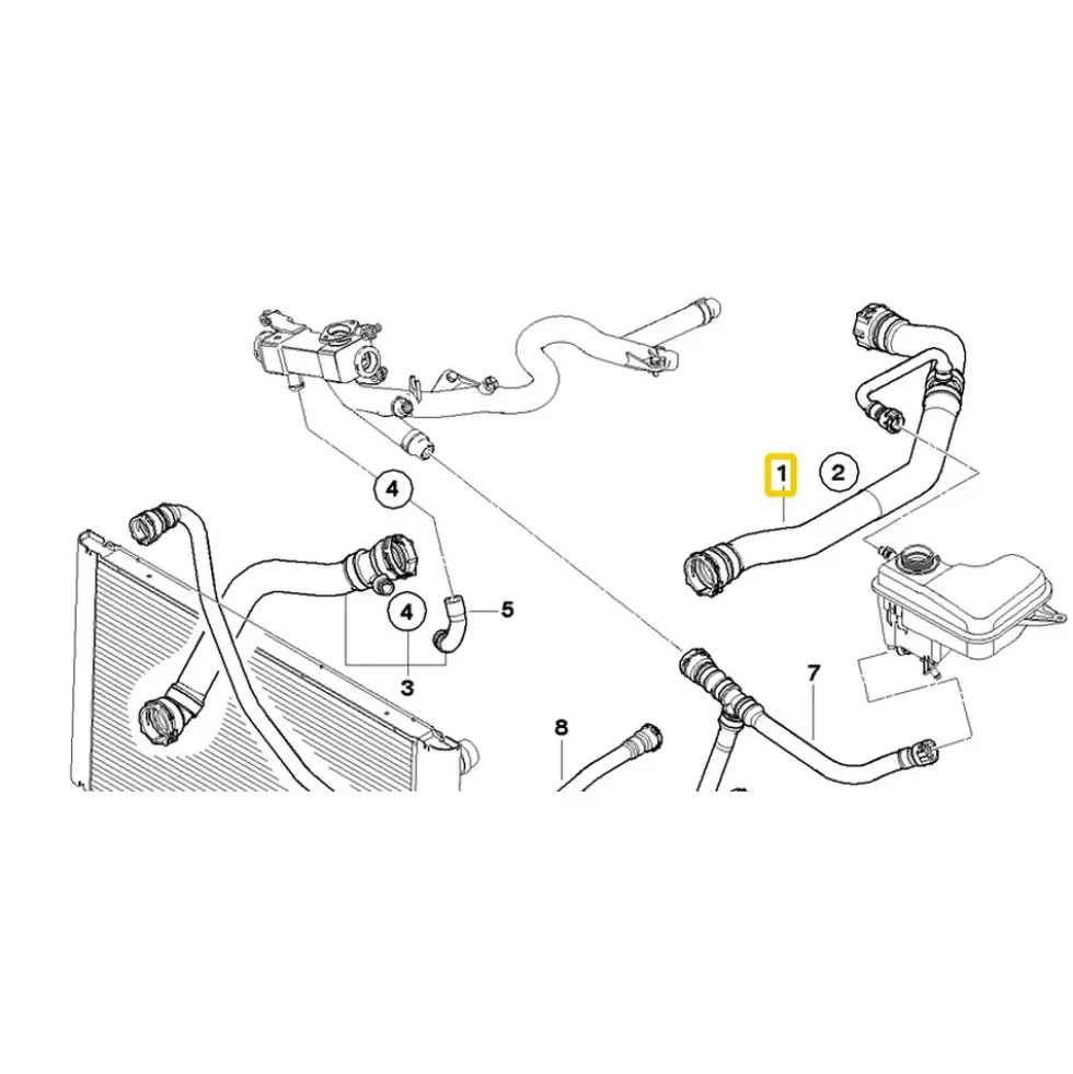 Durite d'eau supérieure entre radiateur et culasse pour BMW Série 5 E60 E60LCI E61 et E61 LCI 520d - moteur M47D20TU2