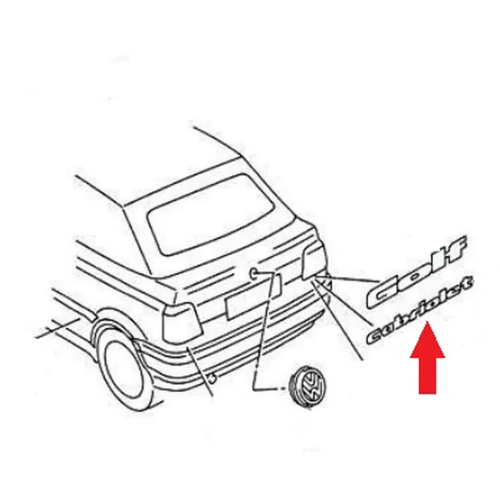 Emblème adhésif CABRIOLET chromé de face arrière pour VW Golf 3 Cabriolet (07/1993-05/1998)