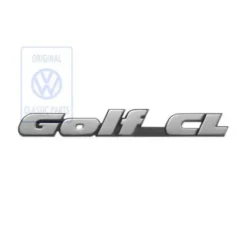 Emblème adhésif GOLF CL chromé sur fond noir pour face arrière ou hayon de VW Golf 3 Berline et Variant CL (11/1991-08/1998)
