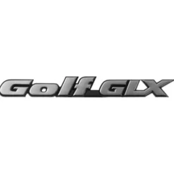Emblème adhésif GOLF GLX chromé sur fond noir pour face arrière de VW Golf 3 GLX Berline (1995) - version Brésil