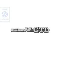 Emblème adhésif GOLF GTD chromé sur fond noir pour face arrière de VW Golf 3 TD GTD (11/1991-08/1997)