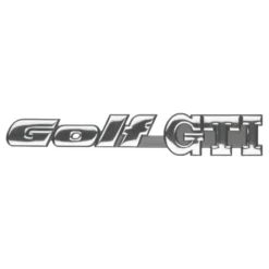 Emblème adhésif GOLF GTI chromé sur fond noir pour face arrière de VW Golf 3 GTI 8S (09/1991-06/1995)