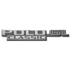 Emblème arrière POLO GL CLASSIC chromé sur fond noir pour VW Polo 2 86C Classic (10/1981-09/1990)