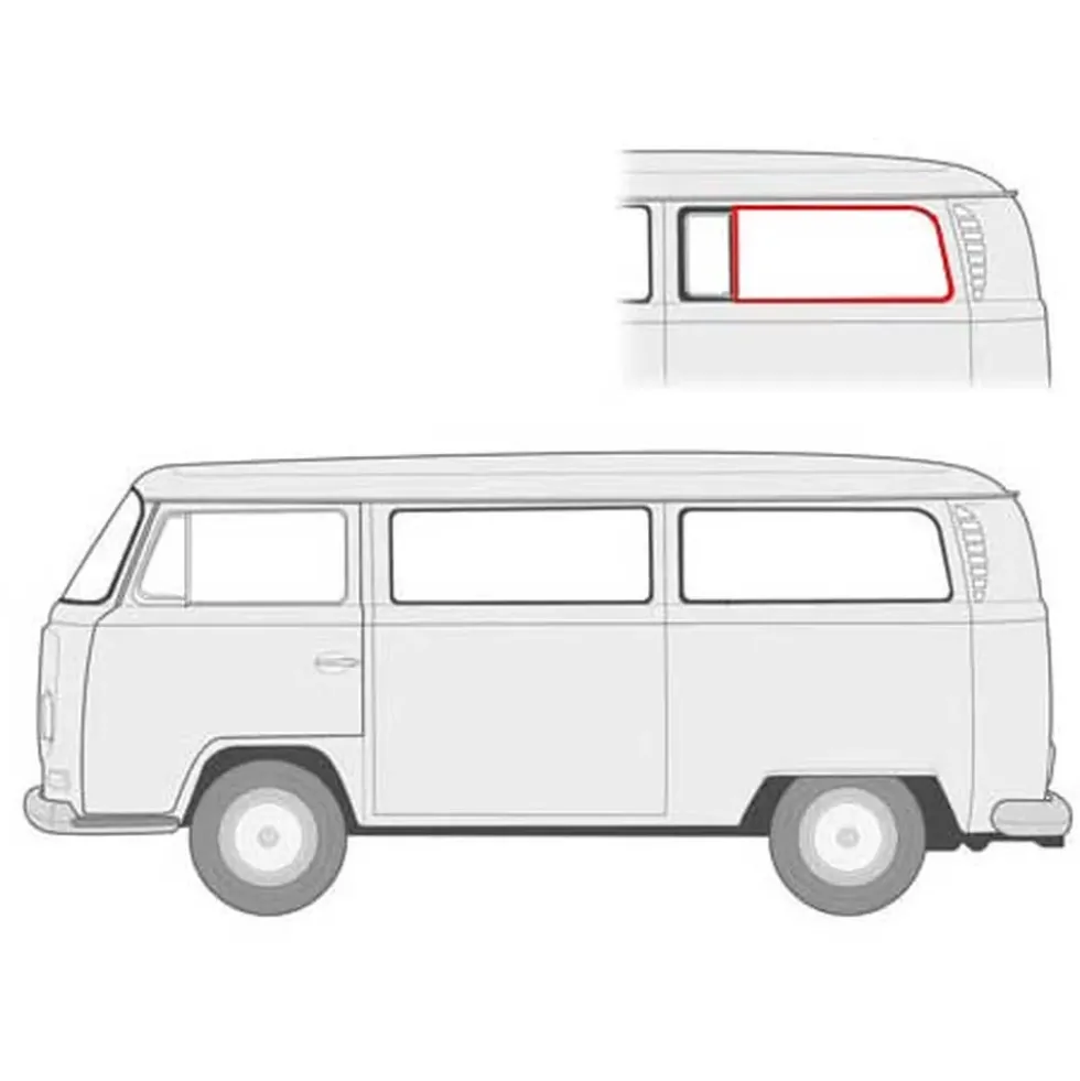 Grand joint de vitre latérale 3/4 avec déflecteur pour VOLKSWAGEN Combi (08/1967-07/1979)