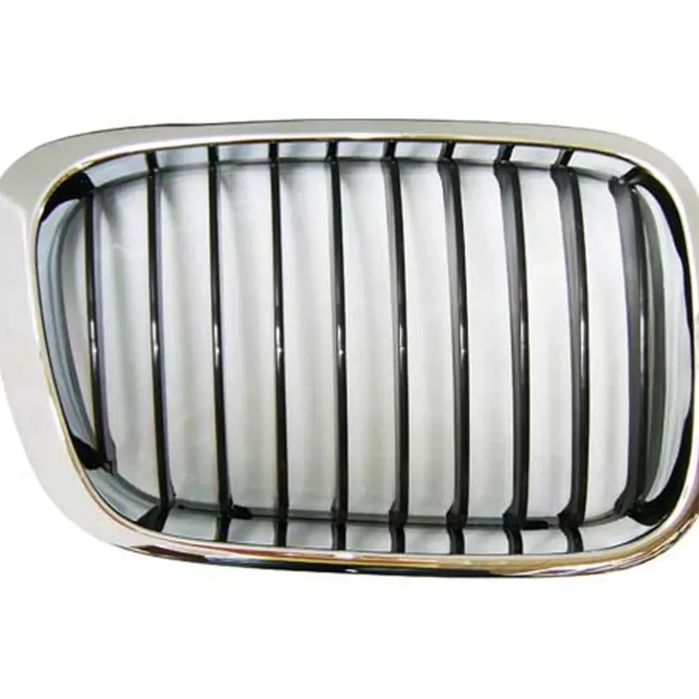 Grille de calandre droite noire pourtour chromé pour BMW Série 3 E46 Berline Touring phase 1 (-08/2001) et Compact (01/2001-12/2004) - côté passager