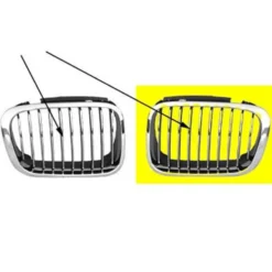 Grille de calandre gauche chromée pour BMW Série 3 E46 Berline Touring phase 1 (-08/2001) et Compact (01/2001-12/2004) - côté conducteur