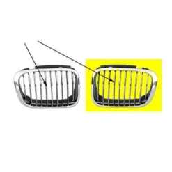 Grille de calandre gauche noire pourtour chromé pour BMW Série 3 E46 Berline Touring phase 1 (-08/2001) et Compact (01/2001-12/2004) - côté conducteur