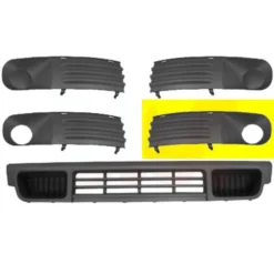 Grille gauche en gris graphite de parechocs avec antibrouillard pour VW Transporter T5 combi / fourgon de 2003 à 2009