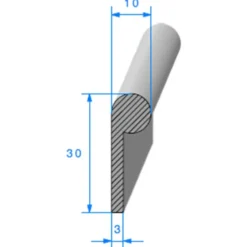 Joint à bavette noir - 12 x 30 mm