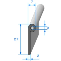 Joint de bas de porte noir - 7 x 27 mm