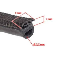 Joint de capot noir - 9 x 6 mm