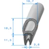 Joint de coffre sur armature métallique - 18,5 x 18,5 mm