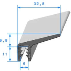 Joint de coffre sur armature métallique - 28 x 9 mm