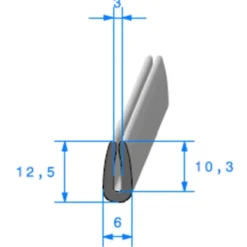 Joint de finition en U - 6 x 12,5 mm