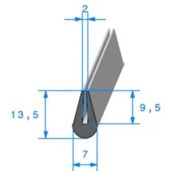 Joint de finition en U - 7 x 13,5 mm