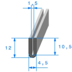 Joint de finition en U - 4,5 x 12 mm