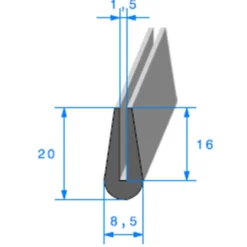 Joint de finition en U - 8,5 x 20 mm