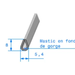 Joint de finition gris en forme de U - 5,4 x 8 mm