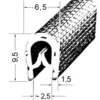 Joint de finition noir en forme de "U" - 6,5 x 9,5 mm