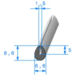 Joint de finition noir en forme U - 6,6 x 8,6 mm