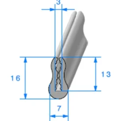 Joint d'entrée de porte gris - 7 x 16 mm